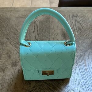 Aqua Quilted Small Handbag